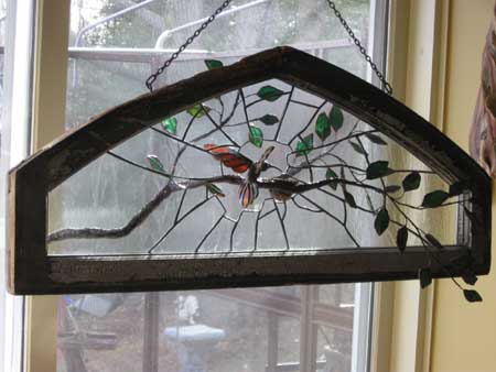 Hummingbird Nest  Sold  by Stained Glass Artist Yvonne DeViller