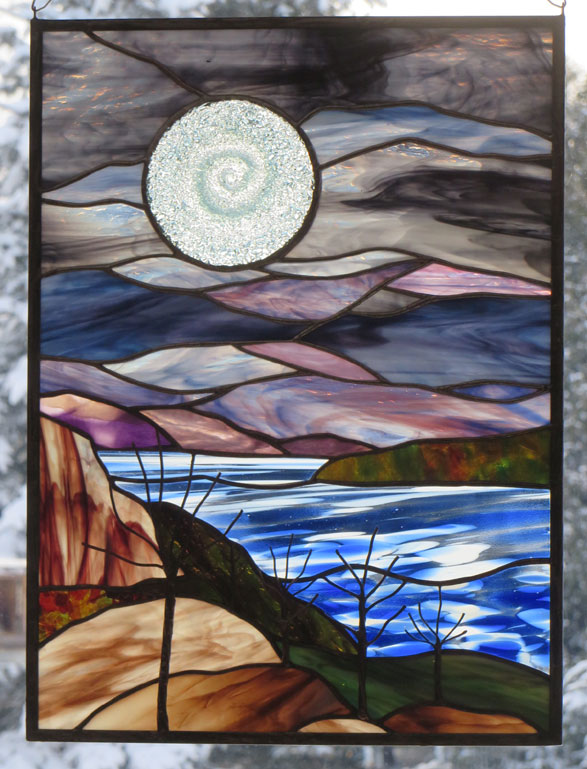 End of Autumn supermoon  by Stained Glass Artist Yvonne DeViller