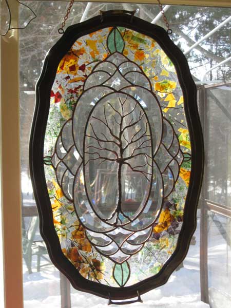 Tree in Tray Frame by Stained Glass Artist Yvonne DeViller