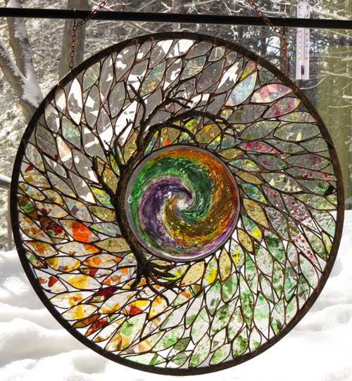 Geode Tree tribute Stained Glass Artist Yvonne DeViller